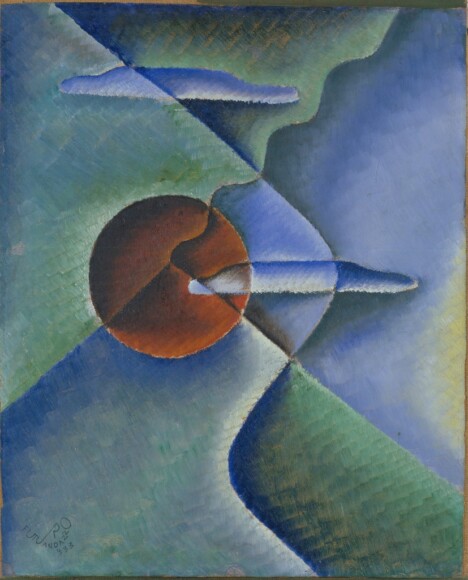 Randazzo, Elio , Un cielo futurista (Futur-composizione), 1933, tecnica mista su carta intelata, VAF 1996, Roverto, Mart