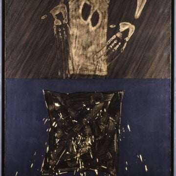 Recalcati, Antonio , Canottiera e impronte, 1961, olio su tela, VAF 444, Roverto, Mart