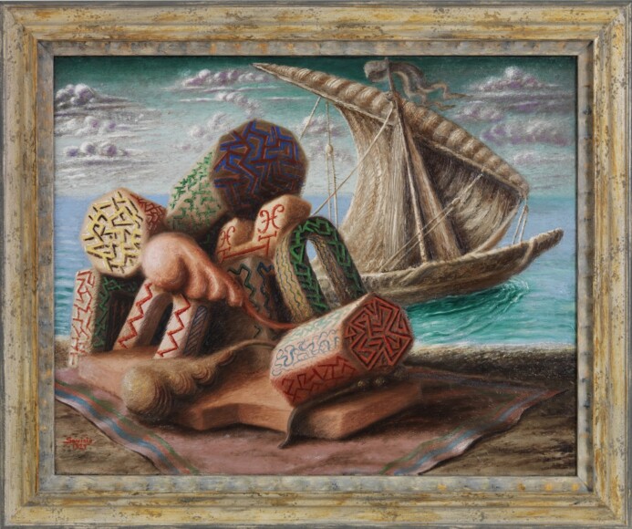 Savinio, Alberto , Ulysse et Polyphéme, 1929, olio su tela, VAF 666, Roverto, Mart