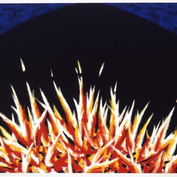 Scaiola, Giuseppe , Fuoco sacro - heiliges Feuer, 1993, Acryl, Sand auf Leinwand, VAF 482 , Roverto, Mart