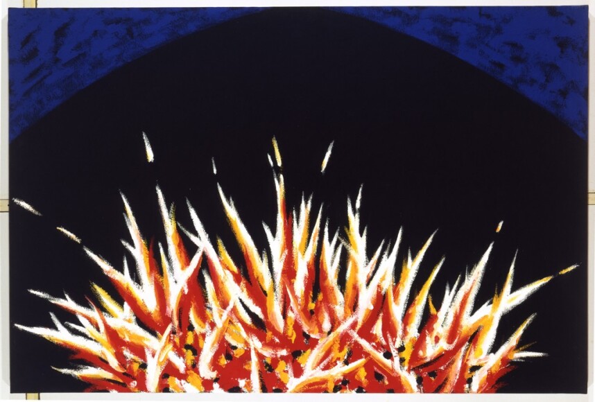 Scaiola, Giuseppe , Fuoco sacro - heiliges Feuer, 1993, Acryl, Sand auf Leinwand, VAF 482 , Roverto, Mart