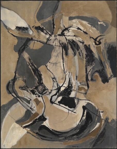 Scialoja, Toti , Il sonno grigio der graue Traum, 1956, Acryl auf Leinwand, VAF 499, Roverto, Mart