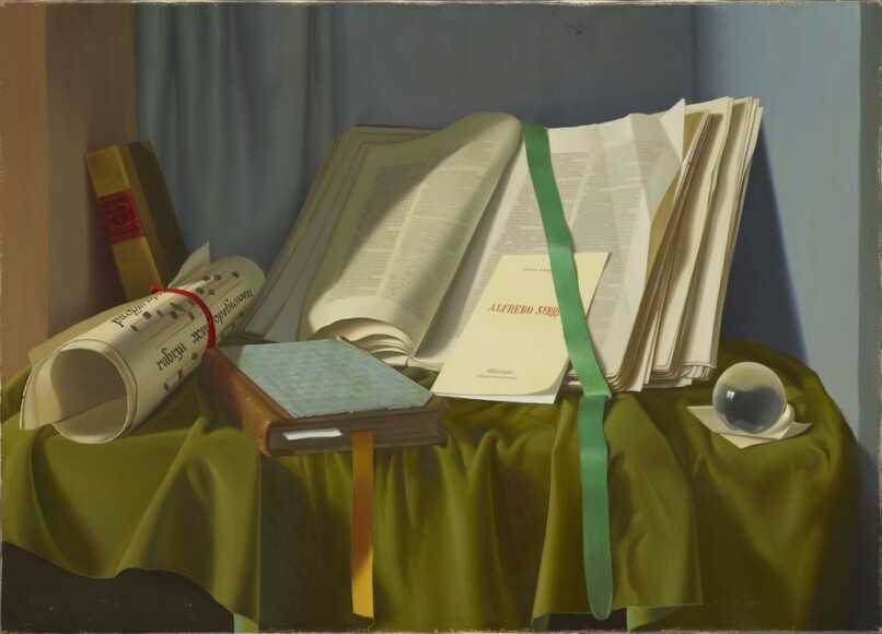 Serri, Alfredo, libri con catalogo della mostra di Alfredo Serri , 1958, olio su tela , VAF 2406, Roverto, Mart