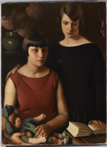 Sora, Orlando , Madre e figlia con maschera di Beethoven, 1927, olio su tela, VAF 2323, Roverto, Mart