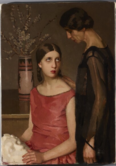 Sora, Orlando , Le sorelle con bambola e libro, 1929, olio su tela, VAF 2322, Roverto, Mart