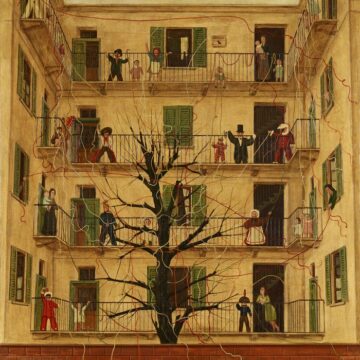 Usellini, Gianfilippo , il carnevale dei poveri, 1941, tempera su tavola, VAF 2141, Roverto, Mart