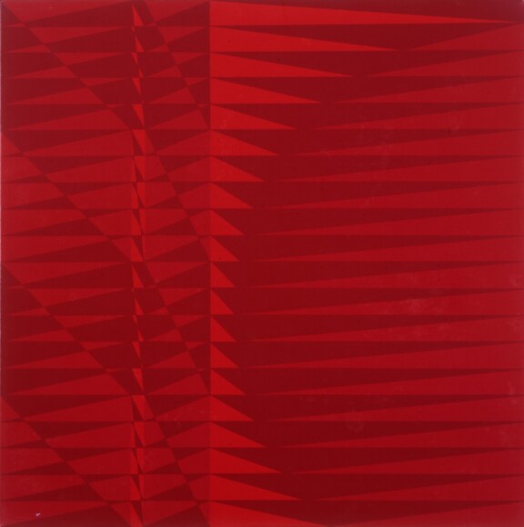 Zappettini, Gianfranco , strutture no. 1, 1967, olio su tela - rosso, VAF 1869, Rov. A 3 sotto